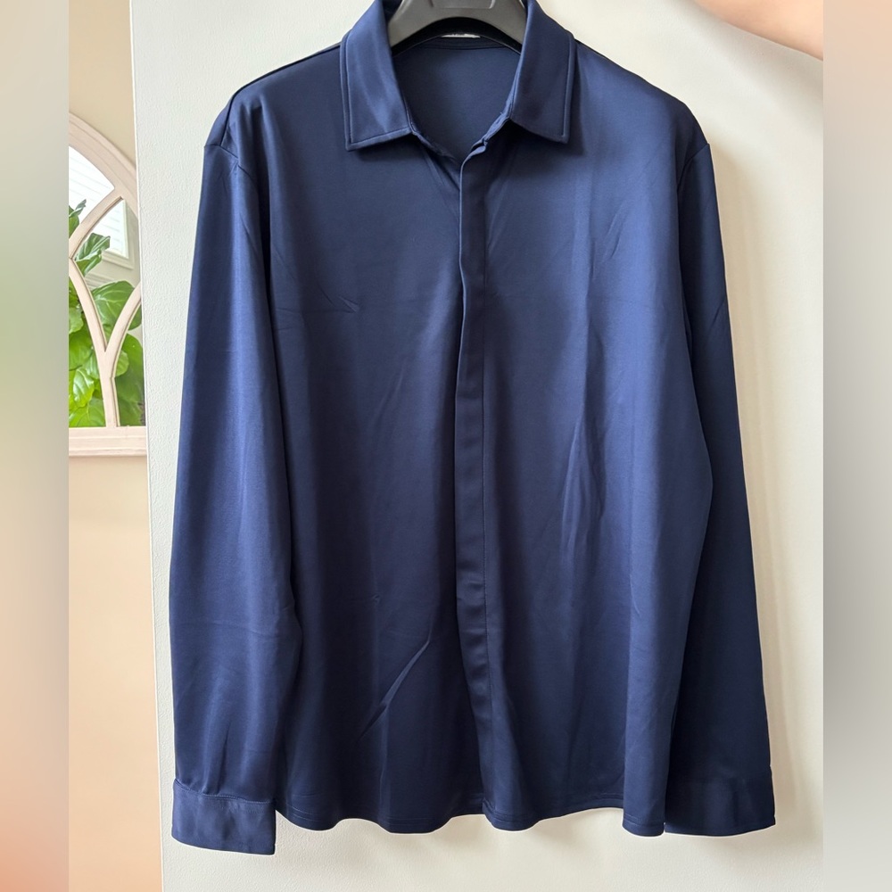 Coofandy Navy Blue Long Sleeve Shirt